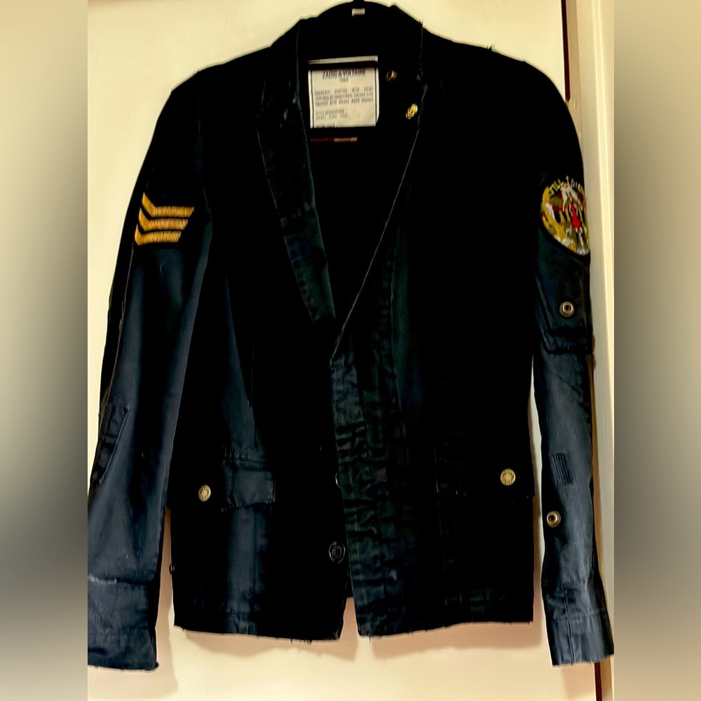 Zadig and Voltaire Virginia Grunge Military Jacket Black  Excellent condition